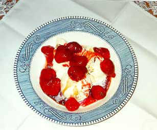 Strawberries and Amaretto with Ice Cream